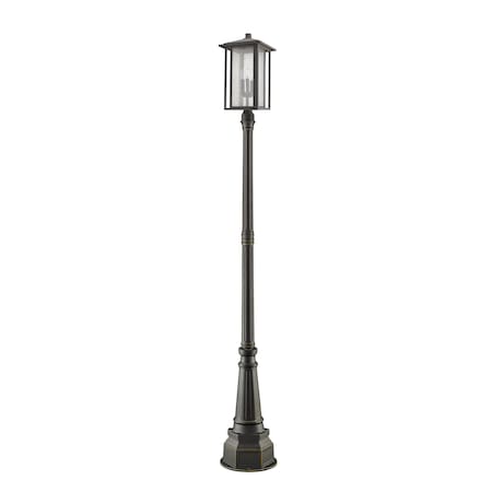 Z-Lite Aspen 3 Light Outdoor Post Mounted Fixture, Oil Rubbed Bronze And Clear Seedy 554PHXLR-564P-ORB